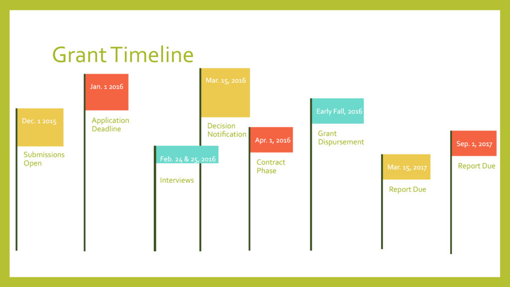 The Naomi Foundation's 2016 Grant Application Timeline. (Graphic design thanks to Ben Prawer.)